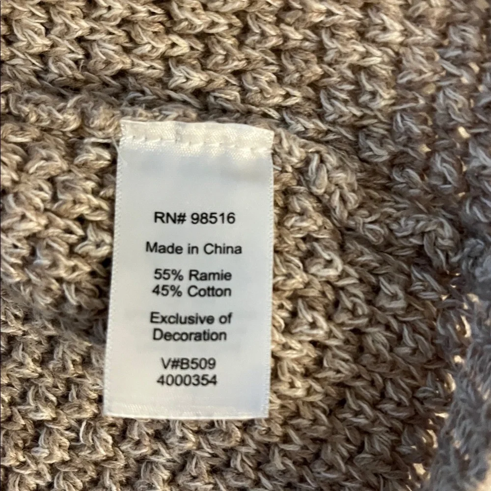 Coldwater Creek tan/ cream knit long sweater. Size Medium.